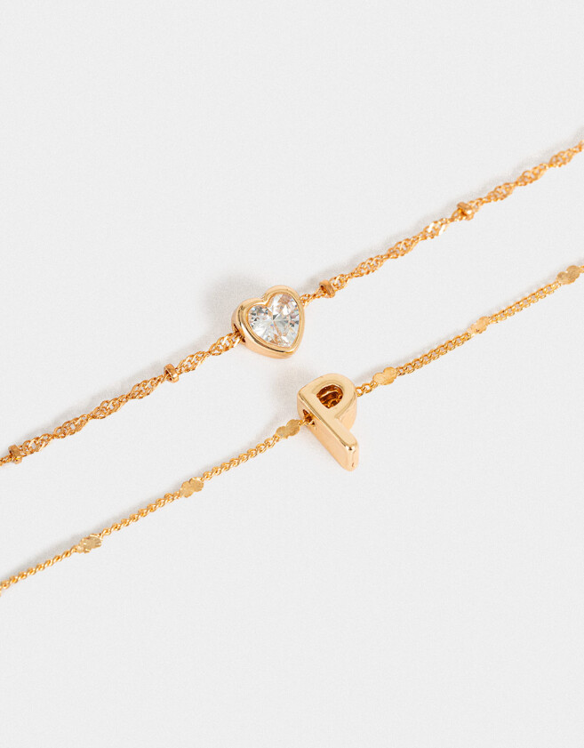 Collares Cortos Con cubic zirconia Collar Corto Cubic Inicial "p" - Dorado