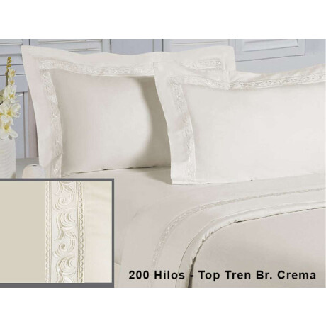 Juego Sábanas Bordadas Dohler 1 plaza 200 hilos Top Tren Br. Crema