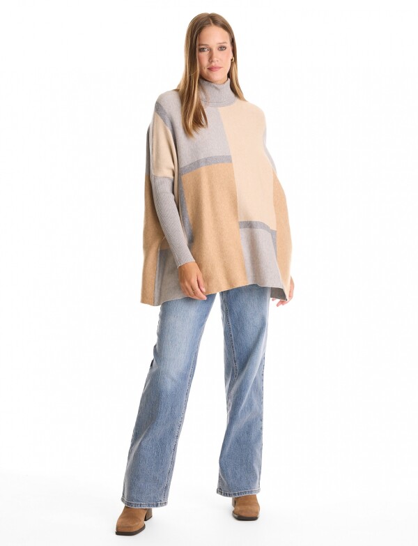 Polera Poncho Oversize MULTI/BEIGE