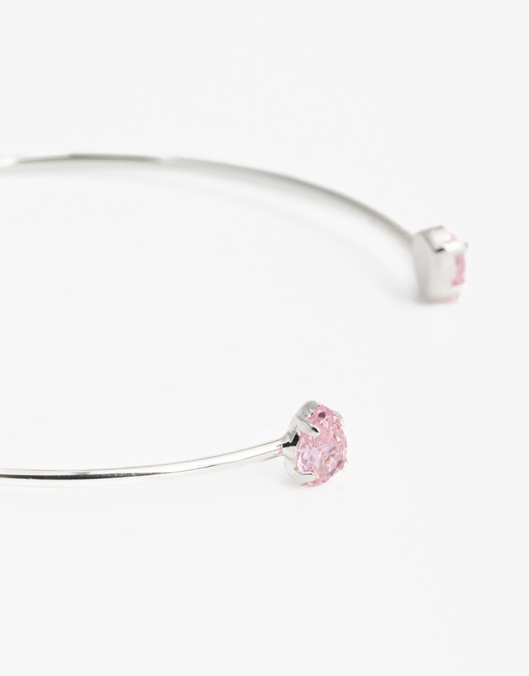 Pulseras Rígidas Cubic zirconia Pulsera Rígida Bañada En Plata - Plateado