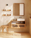 Set Shamel de 2 estantes de madera maciza de teca 50 x 5 cm Set Shamel de 2 estantes de madera maciza de teca 50 x 5 cm