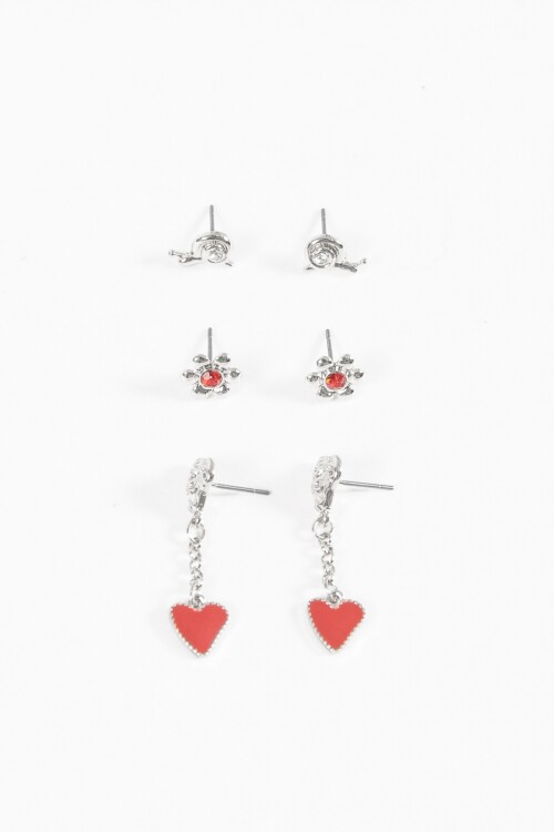 Set de caravanas pin caracol plateado