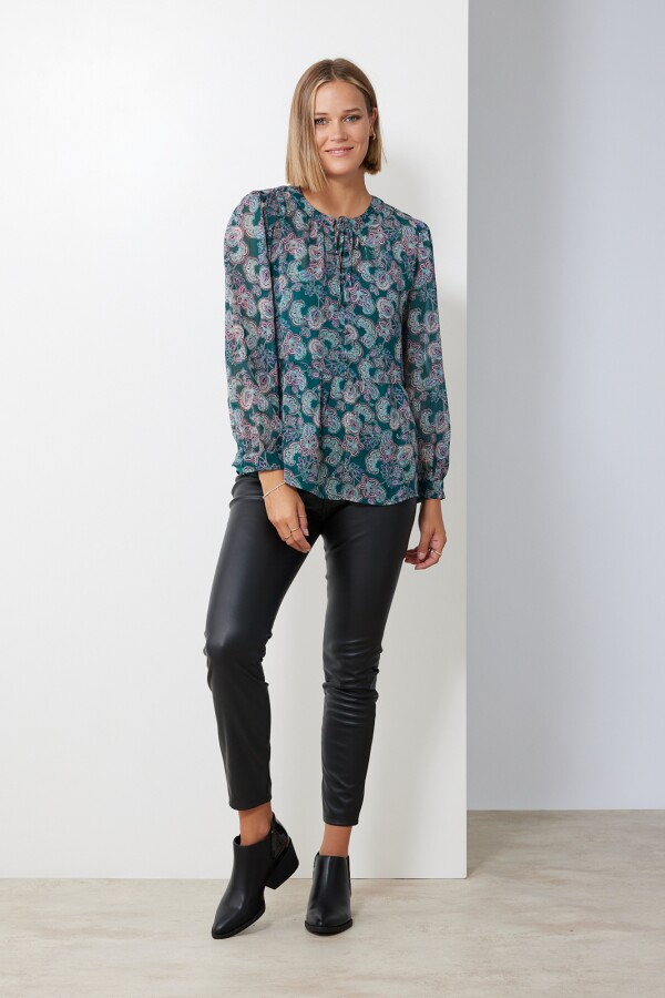 Blusa Gasa Lurex VERDE/MULTI