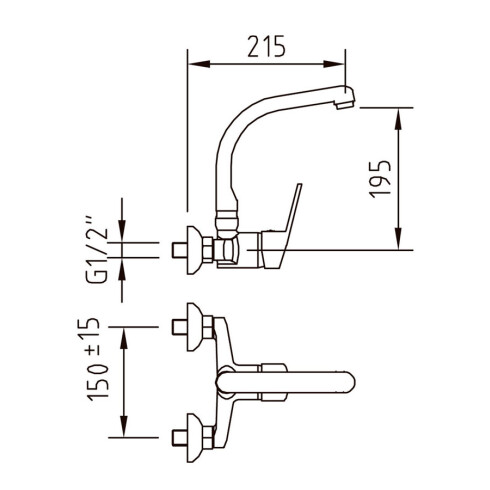 Griferia De Cocina De Pared 15 Cms. 000
