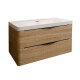 Mueble De Baño De Madera 80X48X50Cm 2 Cajones Con Bacha Y Valvula