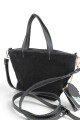 Cartera balde chica en cuero y gamuza Negro