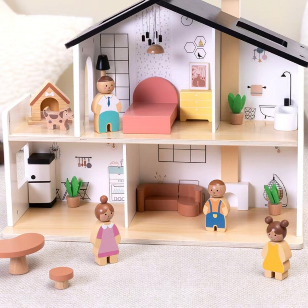 Casa de muñecas de madera completa TOOKY TOYS Casa de muñecas de madera completa TOOKY TOYS