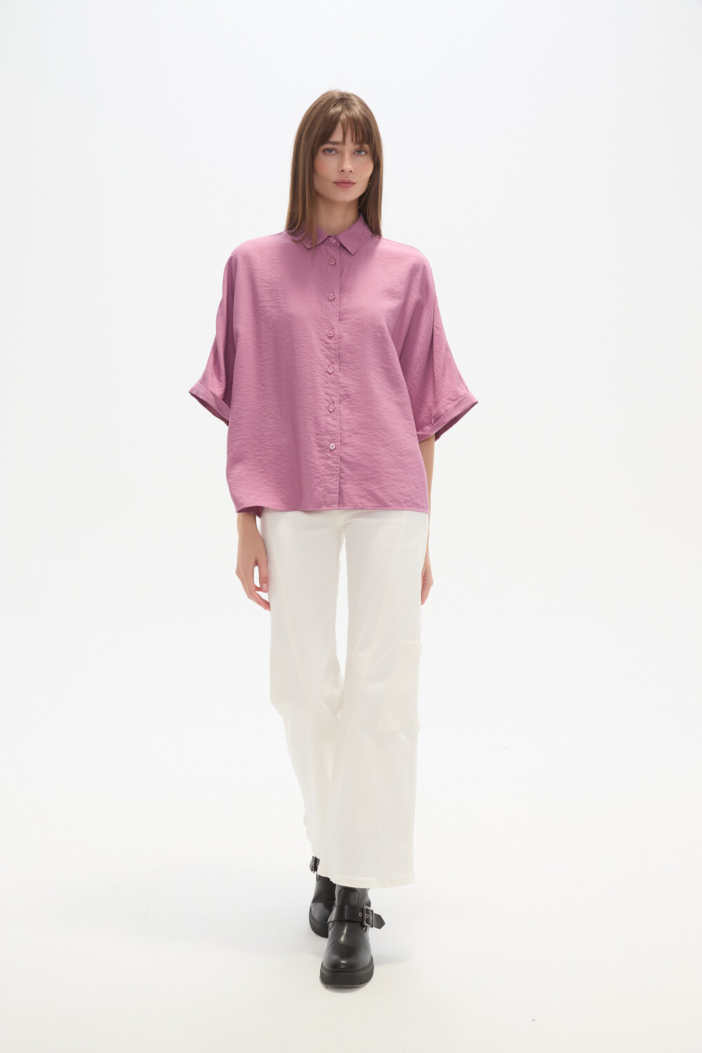 Camisa Baharu Magenta Claro