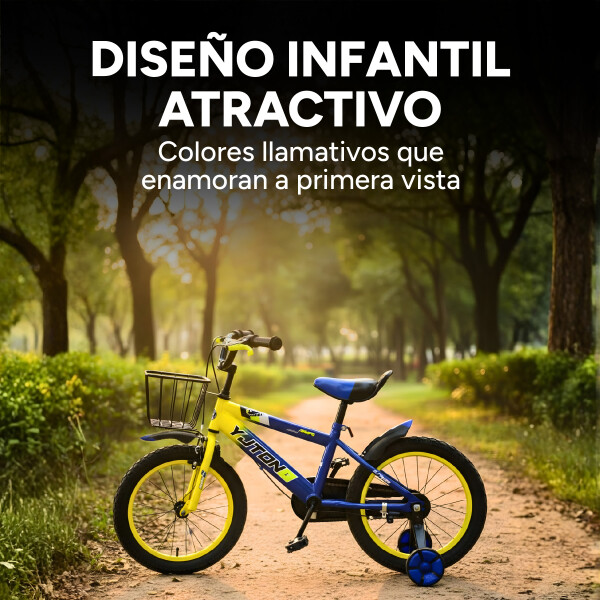 Bicicleta Infantil Yjtong R16 Canasto Parrilla Guardabarros Azul 1