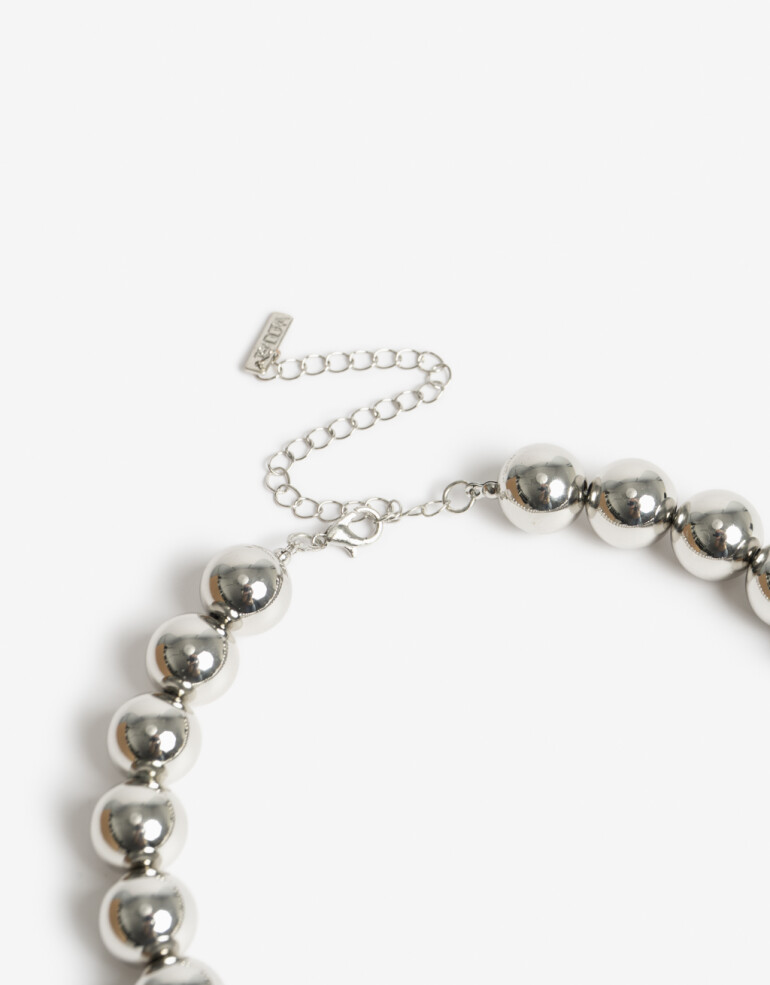 Collares Cortos Metal Collar Bolones - Plateado Rodio