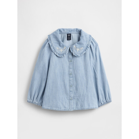 LS COLLAR DNM TOP LIGHT WASH