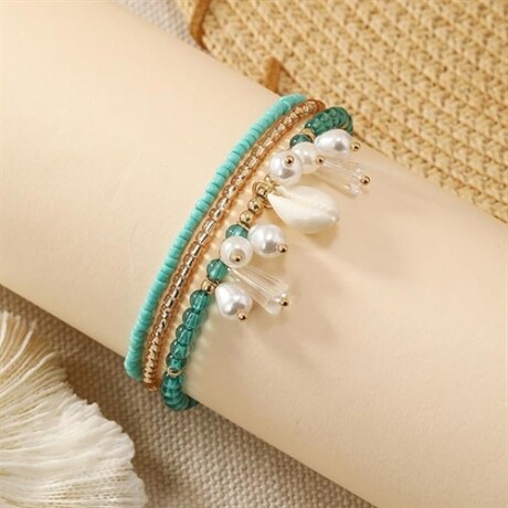 Pulsera Set x3 turquesa con caracoles Sc