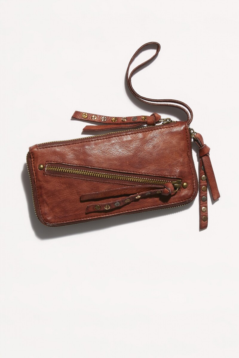 DISTRESSED WALLET Marron