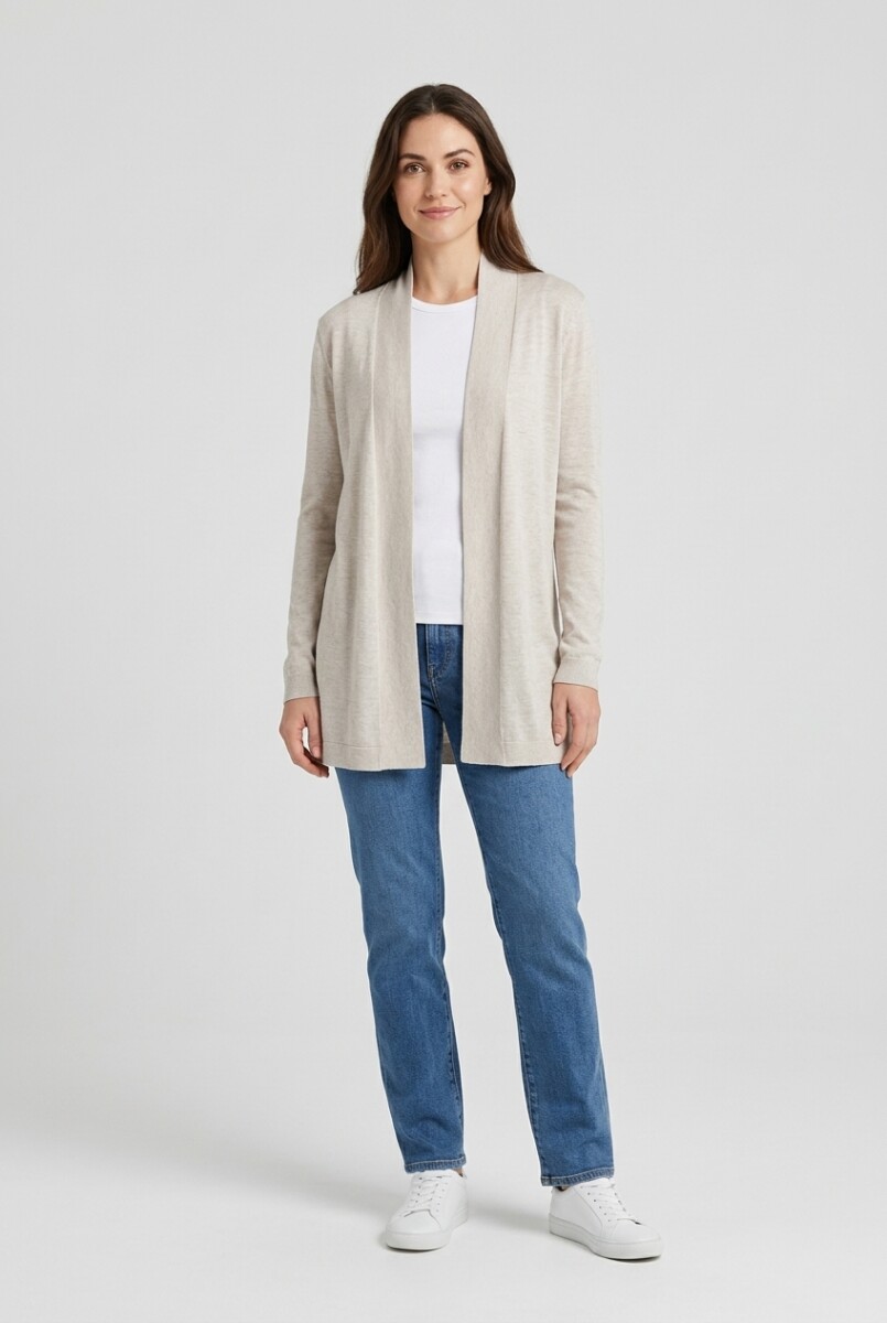 Cardigan largo sin botones - Beige 