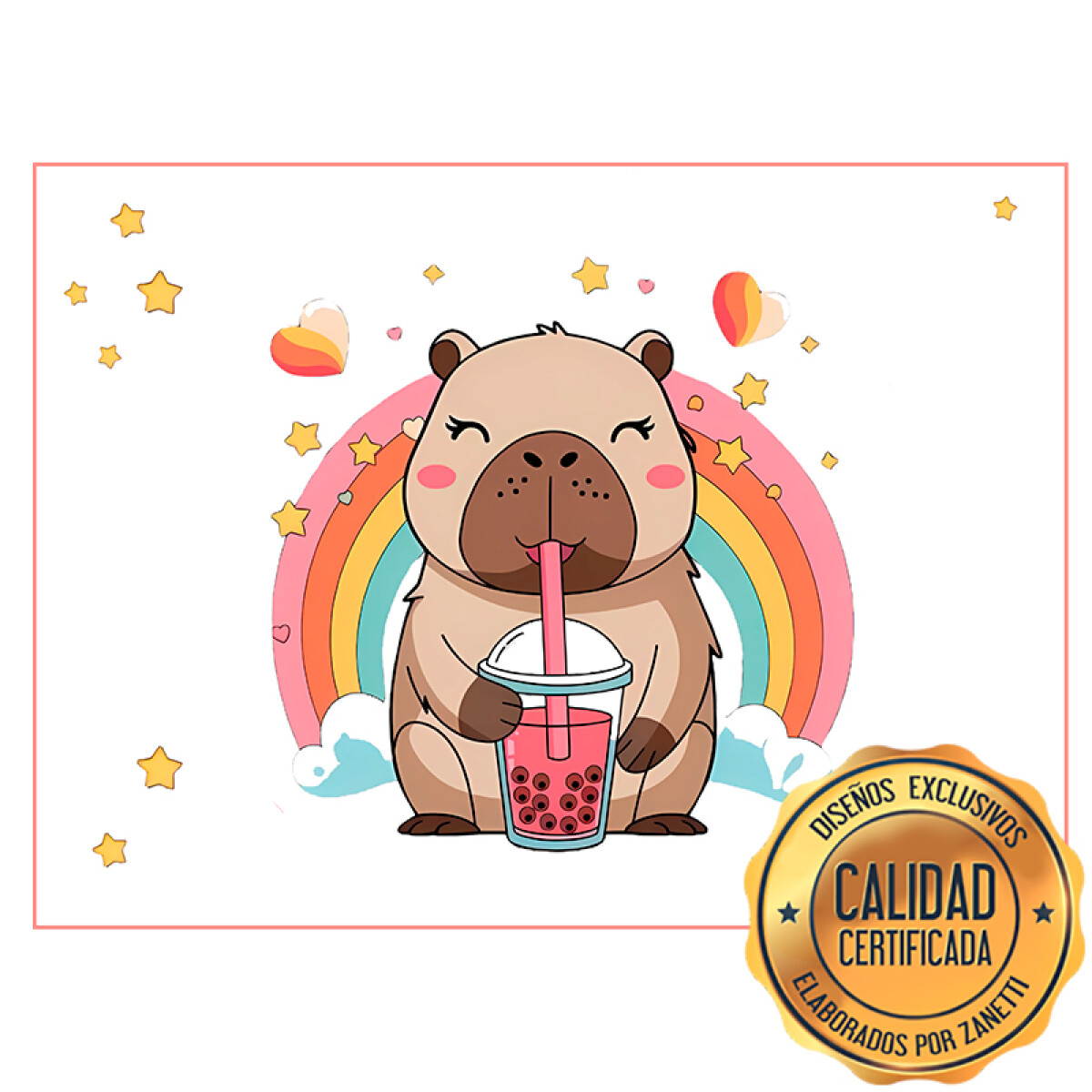 Lámina Capibara - Corazones y Estrellas Rect. 