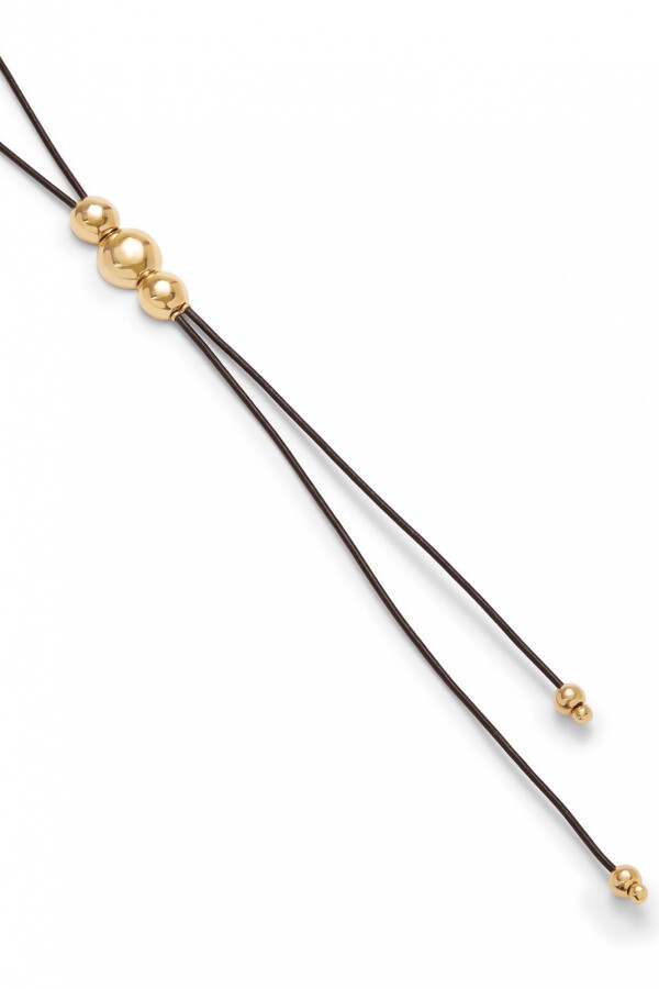 COLGANTE DE CUERO CON ALEACIÓN DE METALES BAÑADO EN ORO 18K EN TRES BOLAS Colgante