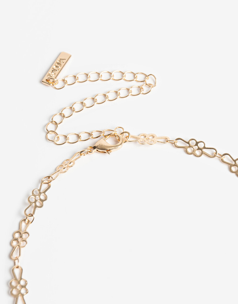 Collares Cortos Metal Collar Corto Metal Flores - Dorado