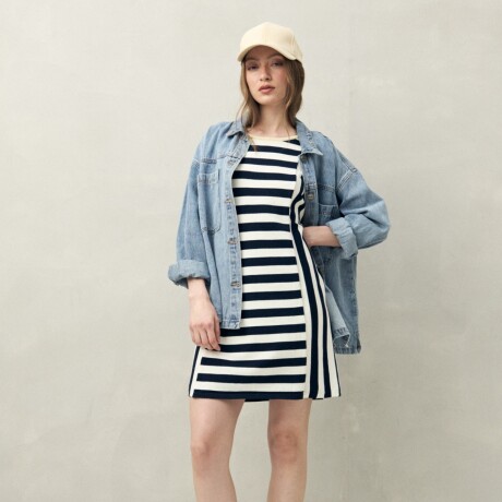 VESTIDO TESSA Blanco/Azul