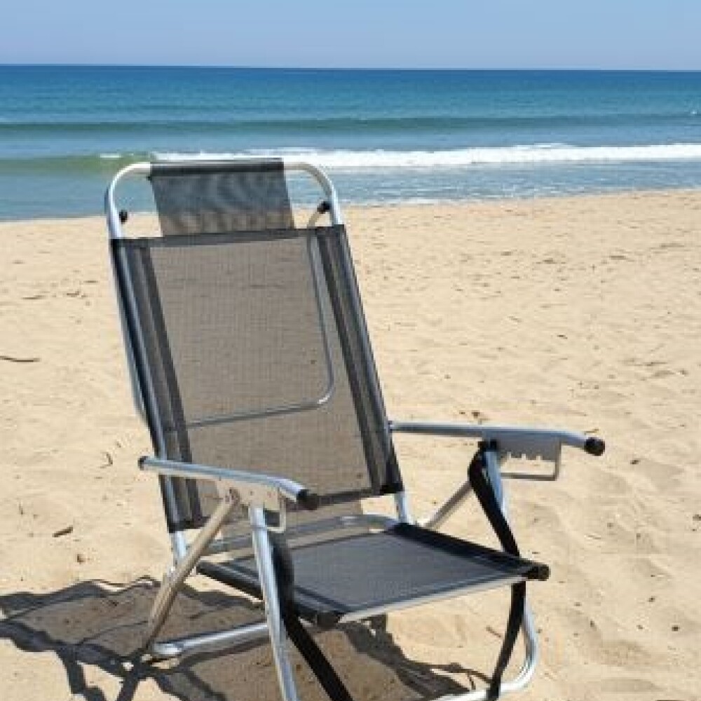 Reposera PLAYA Baja en aluminio C/ CORREA Baño de Sol ZAKA GRIS