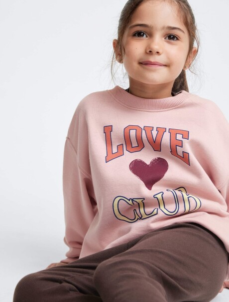 BUZO INFANTIL CON ESTAMPA - MARRÓN ROSADO