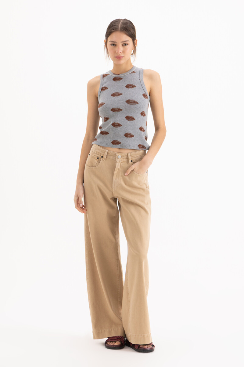 JEANS WIDE ICON SAND Camel