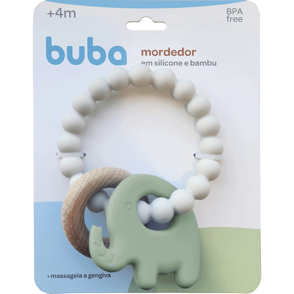 Mordillo Elefante bambu y silicona BUBA verde