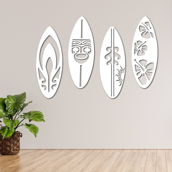 Set x4 Cuadros Calados Modernos Living Decorativo Tablas de Surf Madera MDF Imback Color Blanco Set x4 Cuadros Calados Modernos Living Decorativo Tablas de Surf Madera MDF Imback Color Blanco