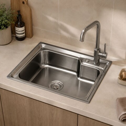 Pileta Simple Cocina Negra Acero Inox. 68x45x21 Cm Pileta Simple Cocina Negra Acero Inox. 68x45x21 Cm