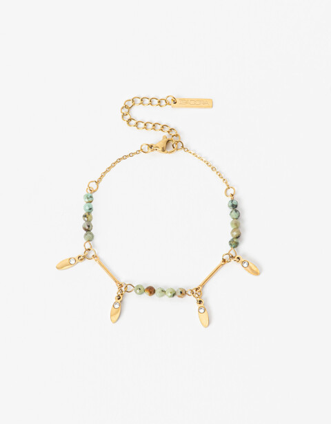 Pulseras Flexibles Piedra Pulsera De Acero Con Piedras - Dorado