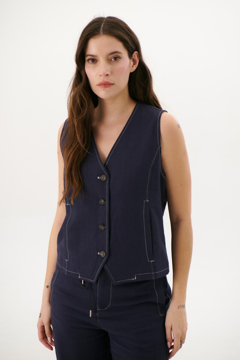 CHALECO LINO ART AZUL