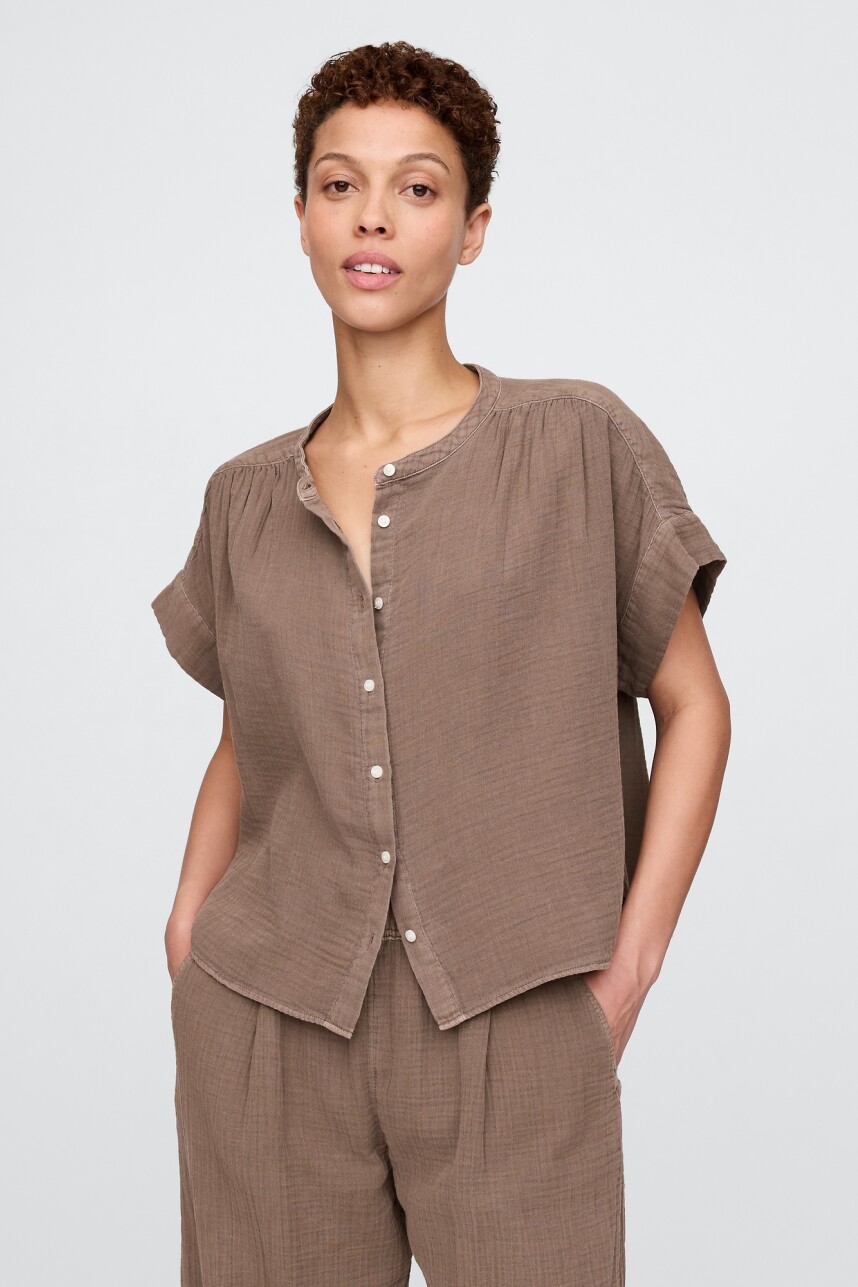 Camisa Muselina Manga Corta Mujer Arrow Brown
