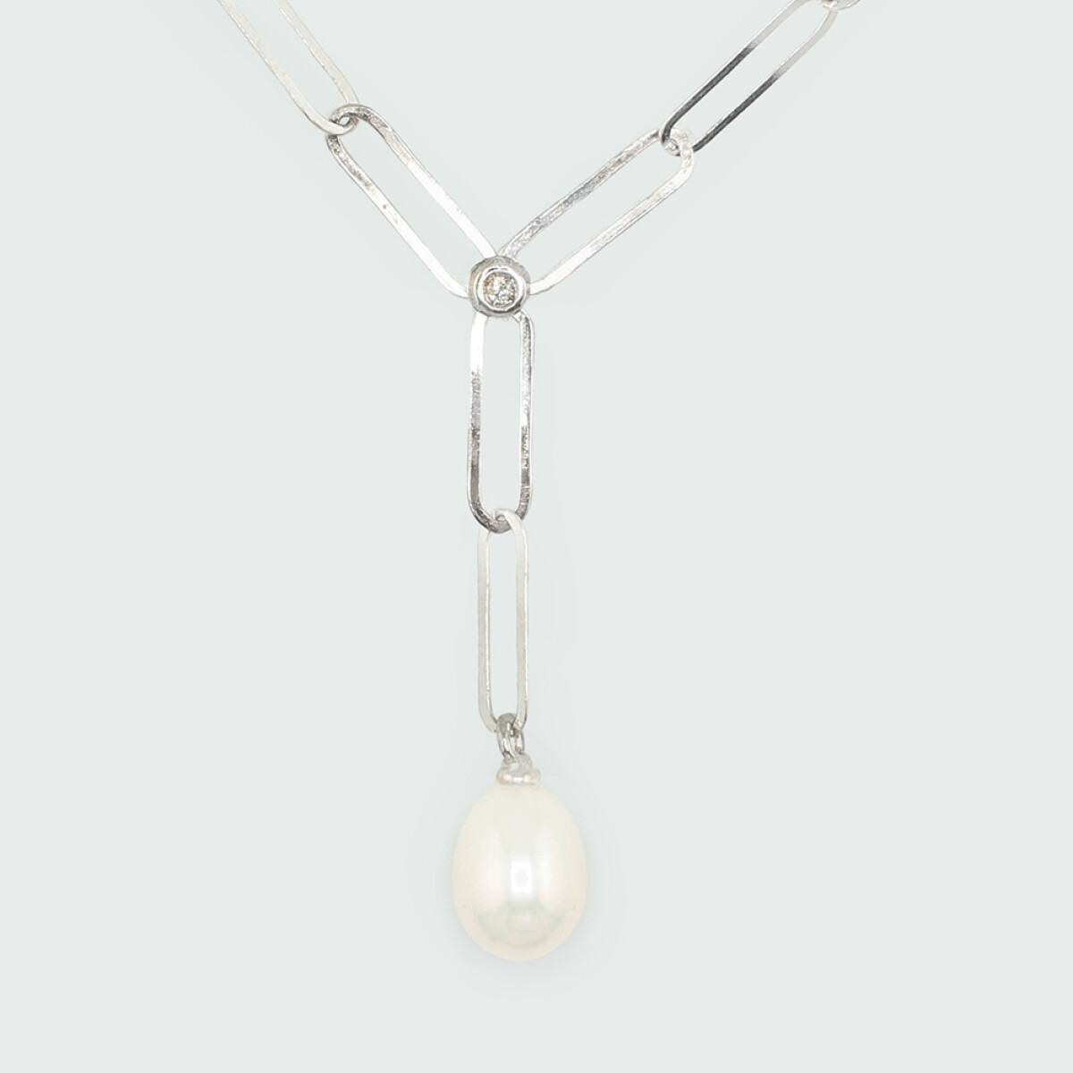 Colgante cadena Romero de plata 925 con perla y brillante 