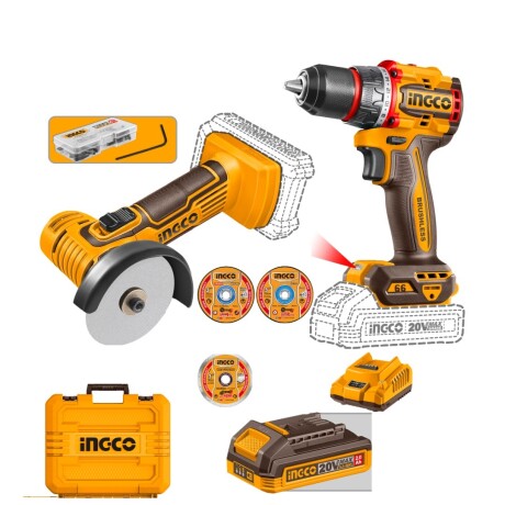 KIT A BATERIA MINI AMOLADORA Ingco CKLI20766 20V P20S 001