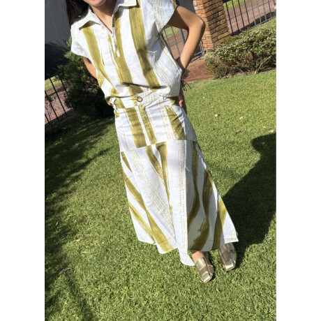 Falda Pomela Print Rayas Pistac