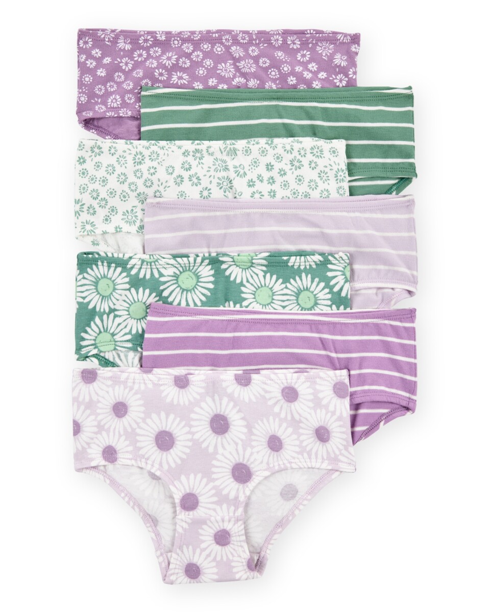 Pack siete bombachas de algodón, diseño floral 