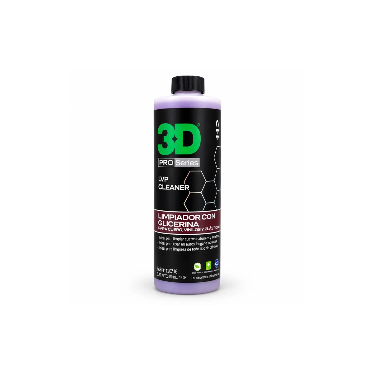 3D LPV Cleaner - Limpiador Cuero, Plastico y Vinilos 473ml 
