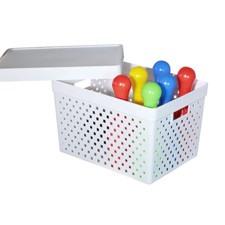Caja Canasto Organizador Quadratta con Tapa en PP 39x29x24Cm Blanco