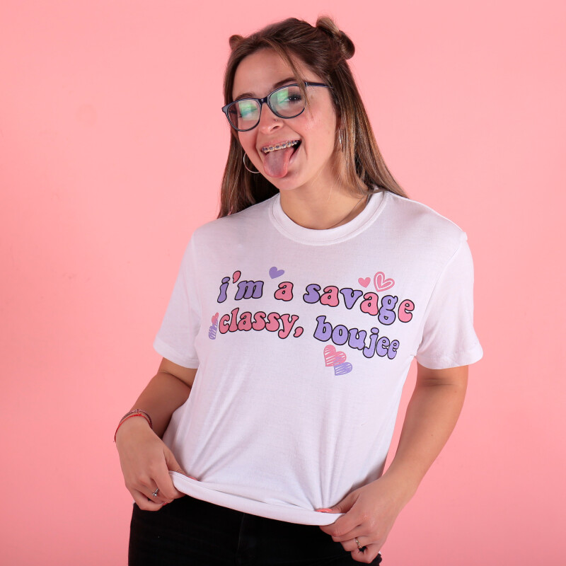 Remera de Mujer You are the tik to my tok I am a Savage PCaruso Blanco
