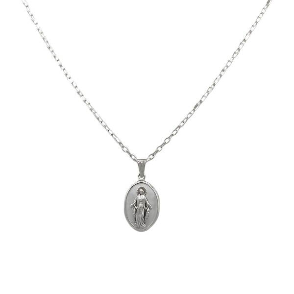 Dije Medalla Virgen Milagrosa-Plata 925-Piedra Nacar-CP3023 Conpiedra
