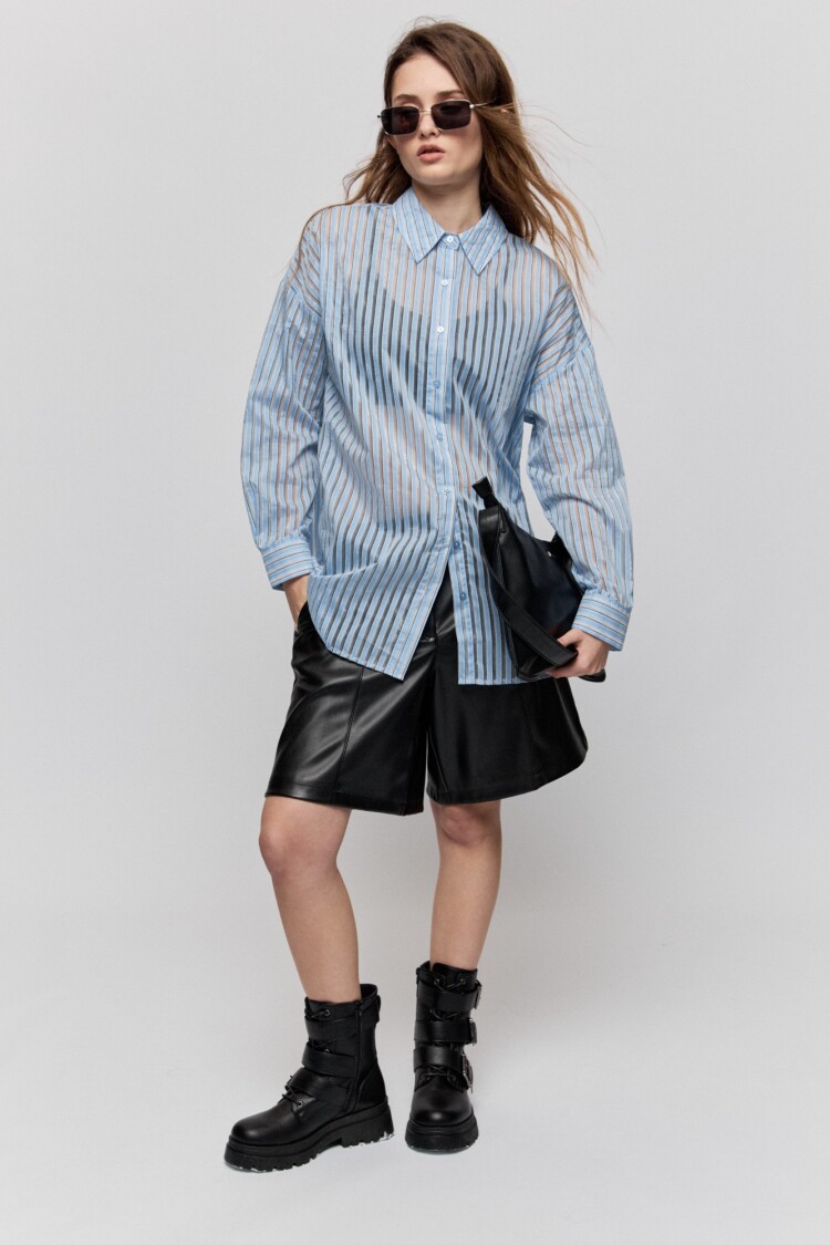 CAMISA JAZMINA STRIPES Celeste