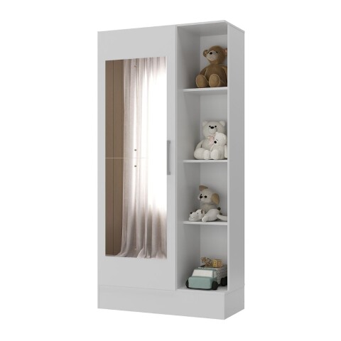 Multiuso Osaka 1 Puerta 4 Estantes c/Espejo Blanco Multiuso Osaka 1 Puerta 4 Estantes c/Espejo Blanco