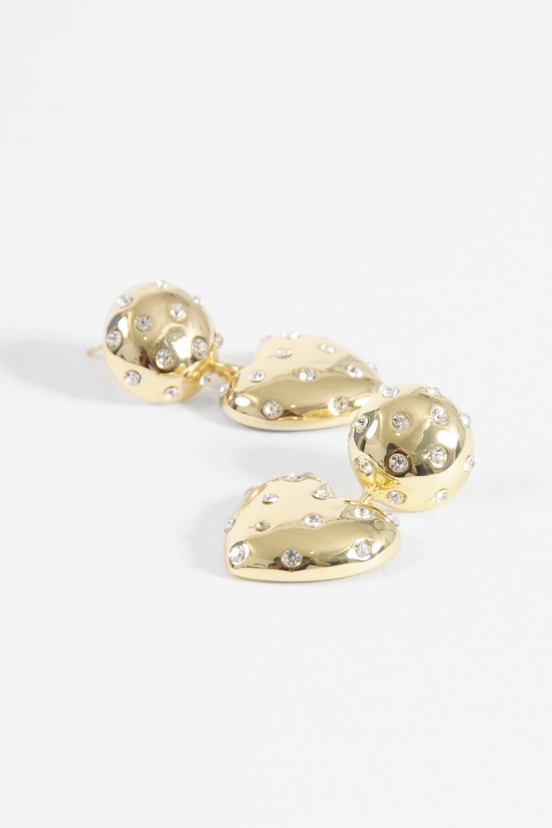 Caravanas cora con strass dorado