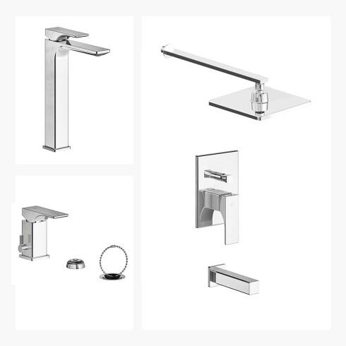 Juego De Griferia Incluye Ducha Embutida,Brazo Y Roseta,Lavatorio Alto Y Bidet Marca Fv Linea Sauco 000