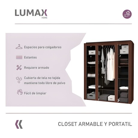 Ropero de 6 Estantes Desmontable de Caño y Tela TNT 150x45x175 Marrón