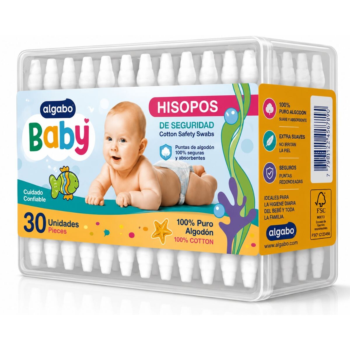 COTONETES HISOPOS ALGABO 30 + 6 UNIDADES 