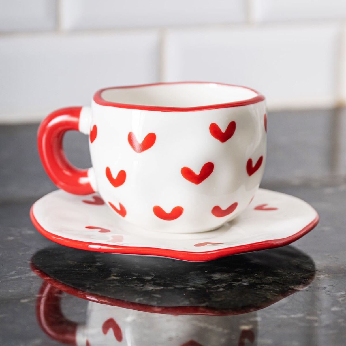 Taza de cerámica corazones 350ml 