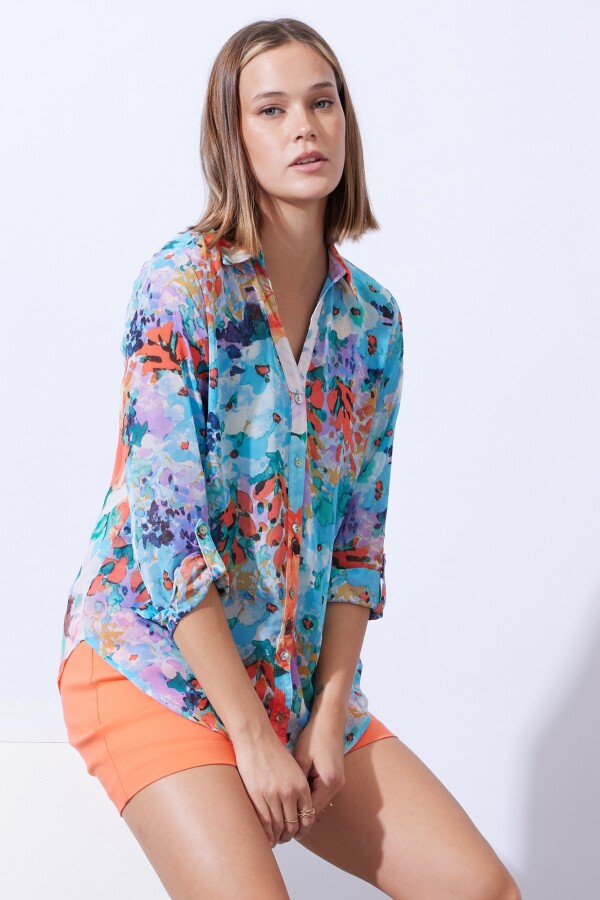 Camisa Gasa Printed CELESTE/MULTI