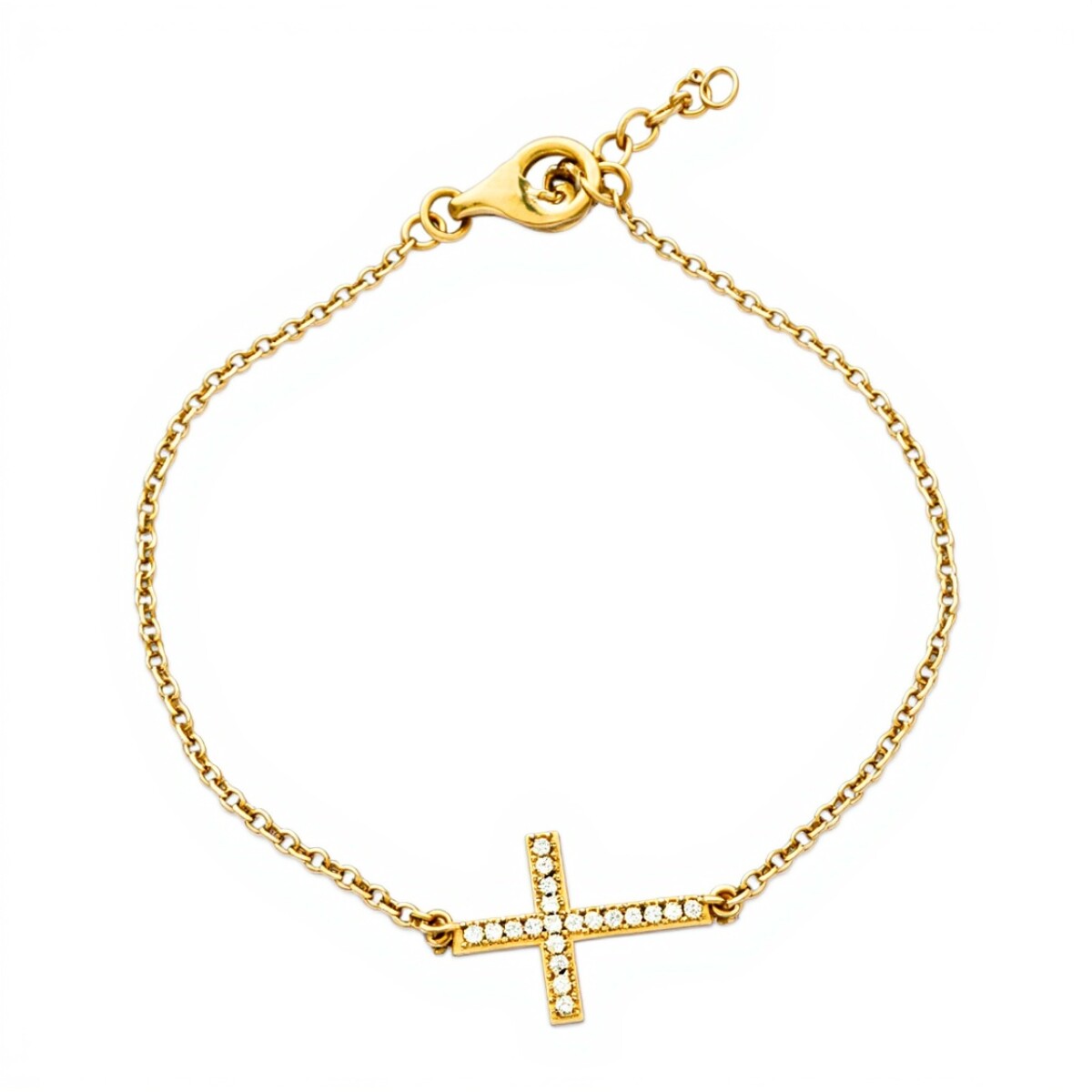 Pulsera Cruz -Oro bajo-Zirconia-PU8077 - conpiedra 