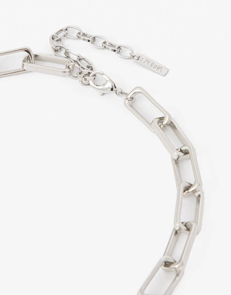 Collares Cortos Metal Collar Corto Metal Eslabones - Plateado Rodio