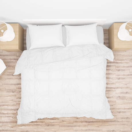 Set Invierno Acolchado Plumas 2 Plazas + Manta Frazada Polar Blanco